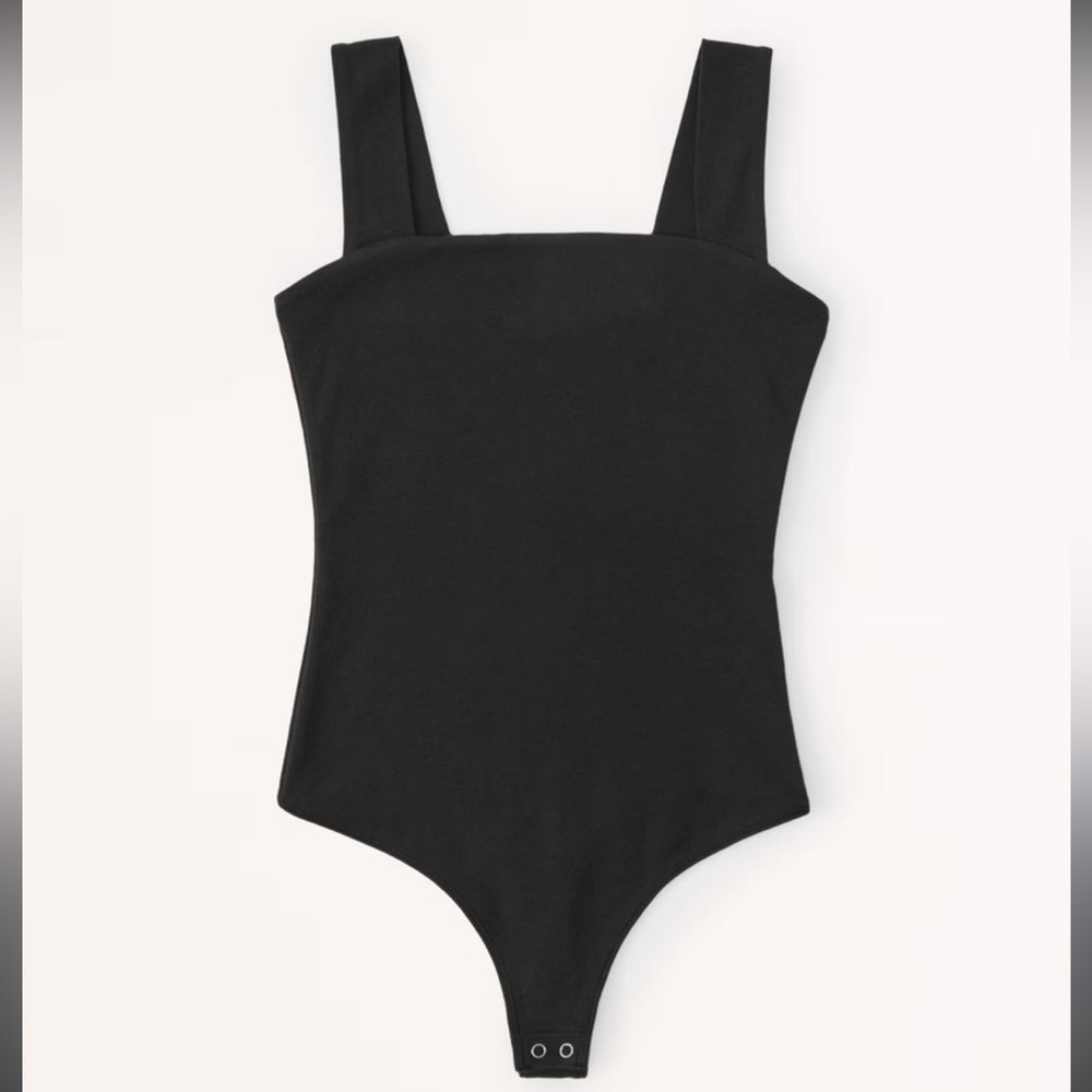 Abercrombie & Fitch Soft Matte Seamless Square Neck Bodysuit Black, Size S